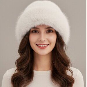 White Faux Fur Winter Bucket Hat